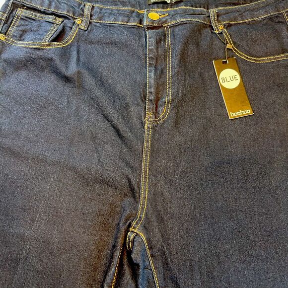 boohoo Blue Womens Jeans Plus High Waist Skinny Jeans Boo Hoo Dark Blue Sz 20 - Picture 2 of 10